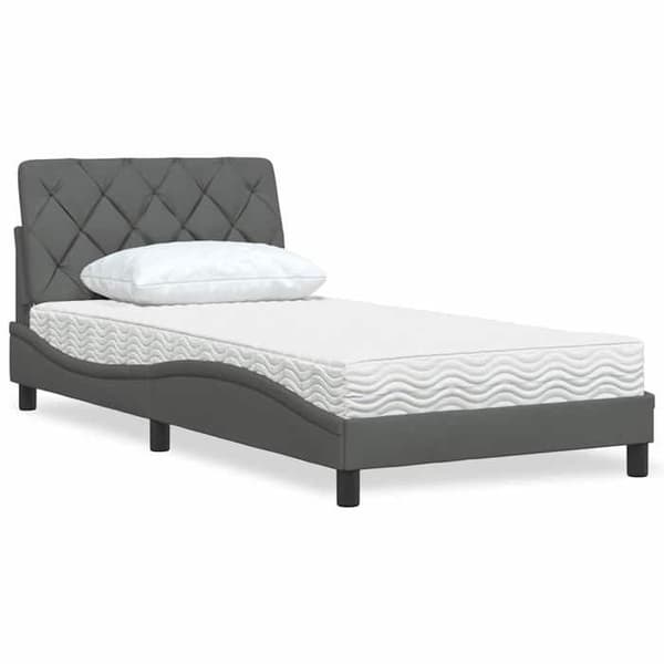 Maison Exclusive - Tummanharmaa sänky patjalla 100x200 cm kangas mörkgrå
