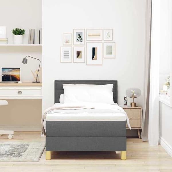 Ljus - EXKLUSIVT HUS - Modern - 80 x 200 cm - Mörkgrå - Tyg, pocketfjädrar Mörkgrå