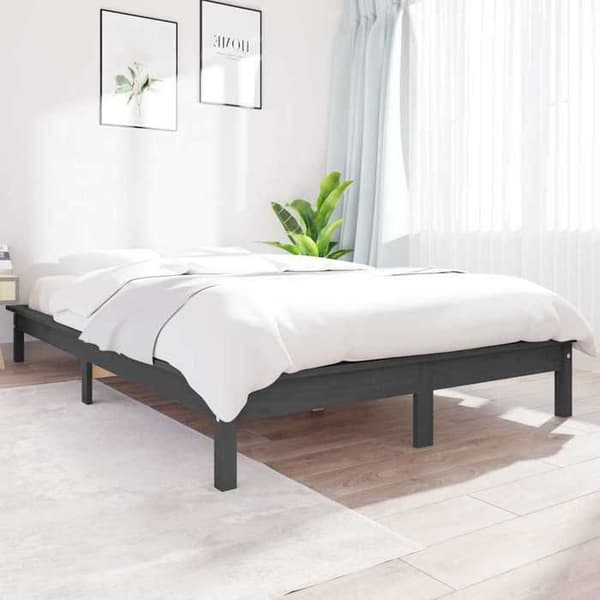 Sengestel - EKSKLUSIV HUS - Klassisk - Massiv fyr - 120 x 190 cm - Lamelseng Grå