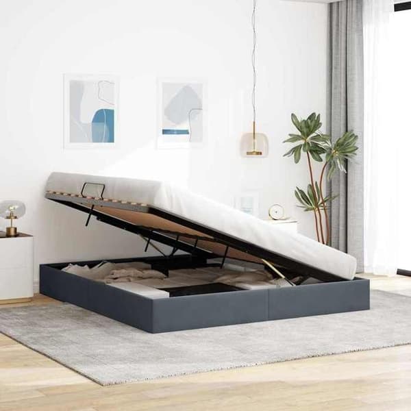 Maison Exclusive - Förvaringssäng med lagring Mörkgrå 183 x 213 cm Sammet