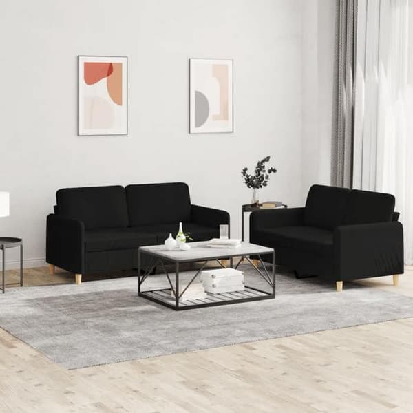 Maison Exclusive - Set med 2 soffor med kuddar Svart Tyg
