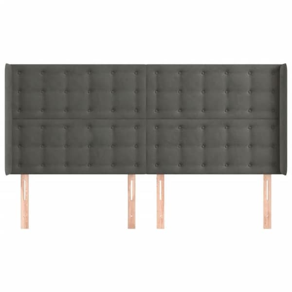 Maison Exclusive - Päätylevy korvilla Tummanharmaa 203x16x118/128 cm Sametti Mörkgrå
