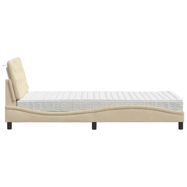 Maison Exclusive - Vuode vaalean kermanvärisellä patjalla 80x200 cm kangas Grädde