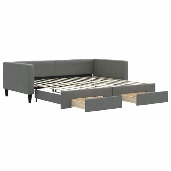 Päivävuode - EXKLUSIIVINEN KOTI - 2-in-1 vuode 100x200 cm - Alusvuode - 2 laatikkoa - Harmaa kangas