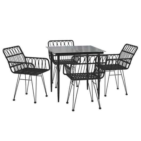 Maison Exclusive - Trädgårdsset 5 delar Svart Flätad Resin