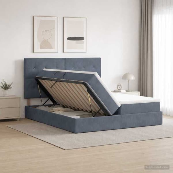 Maison Exclusive - Opbevaringsseng med opbevaring Mørkegrå 180 x 200 cm Velour Mörkgrå