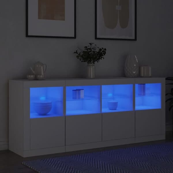 Maison Exclusive - Buffet med hvide LED-lys 163x37x67 cm