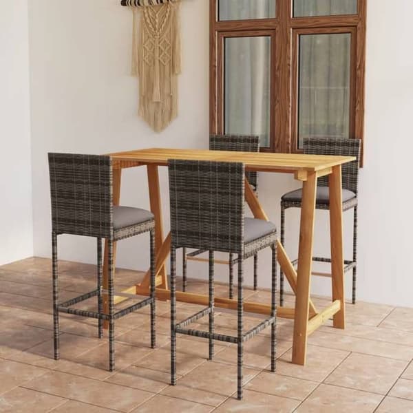 Maison Exclusive - Puutarhabaari-setti tyynyillä 5 kpl Harmaa