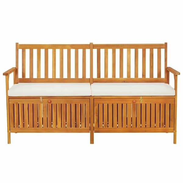Maison Exclusive - Förvaringsbänk med kudde 148 cm Solid akaciaträ