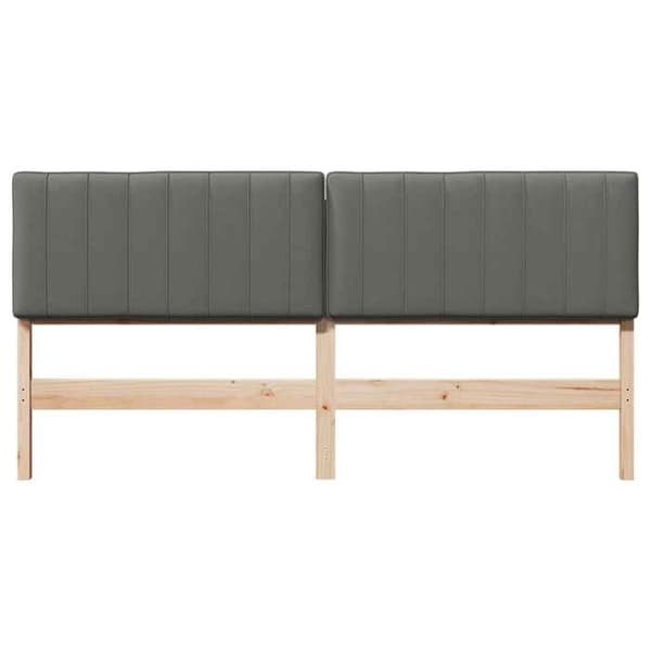 Polstret sengegavl - EKSKLUSIV HUS - Rektangulær - Massiv fyr - 180 cm - Brun og lys grå Brun och ljusgrå