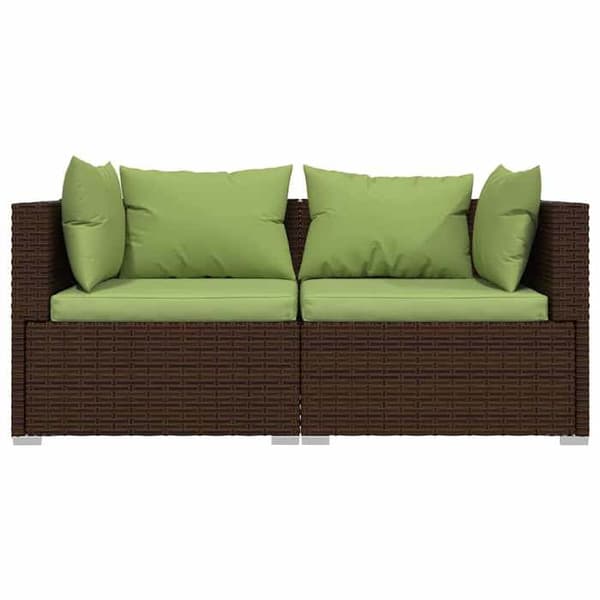 Maison Exclusive - Soffa 2 platser med kuddar Brun Flätad resin brun
