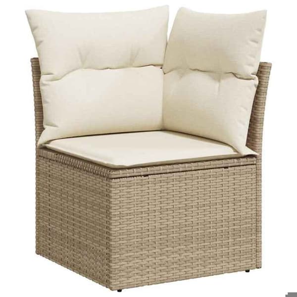Maison Exclusive - Trädgårdsmöbler med kuddar 7 delar beige flätad resin
