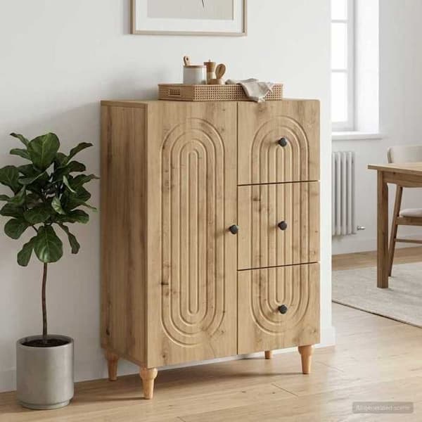 Maison Exclusive - Buffet i håndlavet egetræ 66 x 34,5 x 90 cm Ingeniørtræ