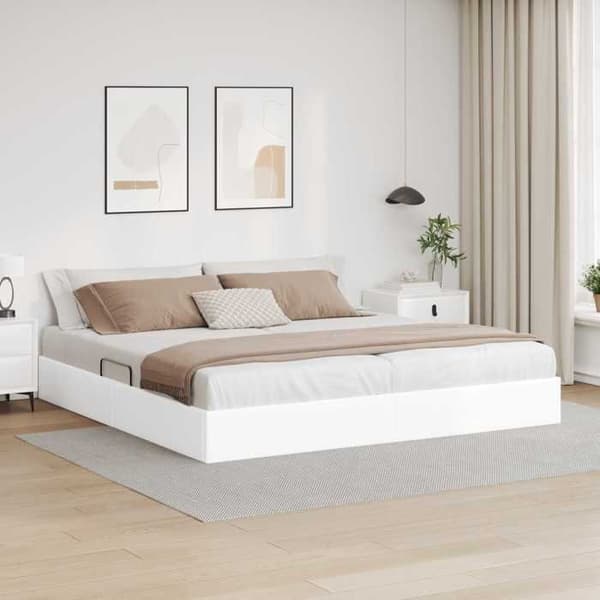 Maison Exclusive - Sängram ottoman Vit 200 x 200 cm Konstläder