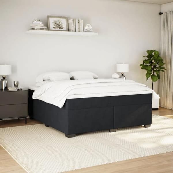 Maison Exclusive - Seng med lameller og madras Sort 180x200 cm Velour