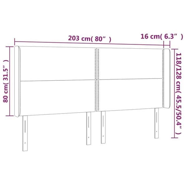 Maison Exclusive - LED Hovedgærde Sort 203x16x118/128 cm Syntetisk Læder