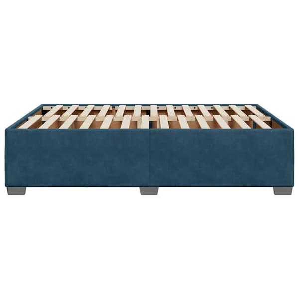 Sengestel - EKSKLUSIV HUS - 140x200 - Blå velour - Inkluderet lamelbund - Robuste ben Blå
