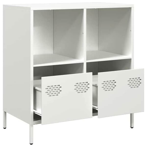 Maison Exclusive - Buffé vit 68x39x73,5 cm kallvalsat stål