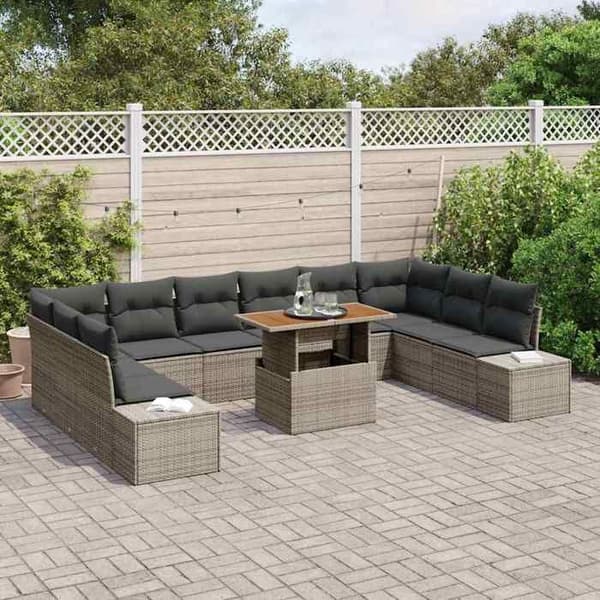Maison Exclusive - 11 pc havegruppesæt i grå poly rattan