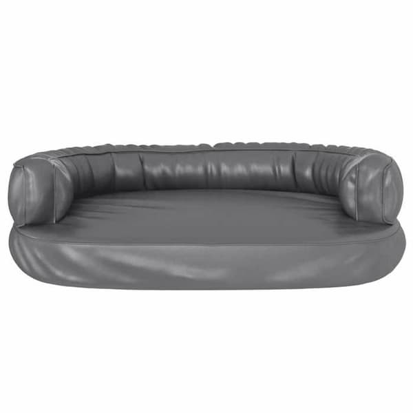 Hundeseng - Eksklusivt Hus - Ergonomisk - Grå Syntetisk Læder - 75 x 53 cm Grå