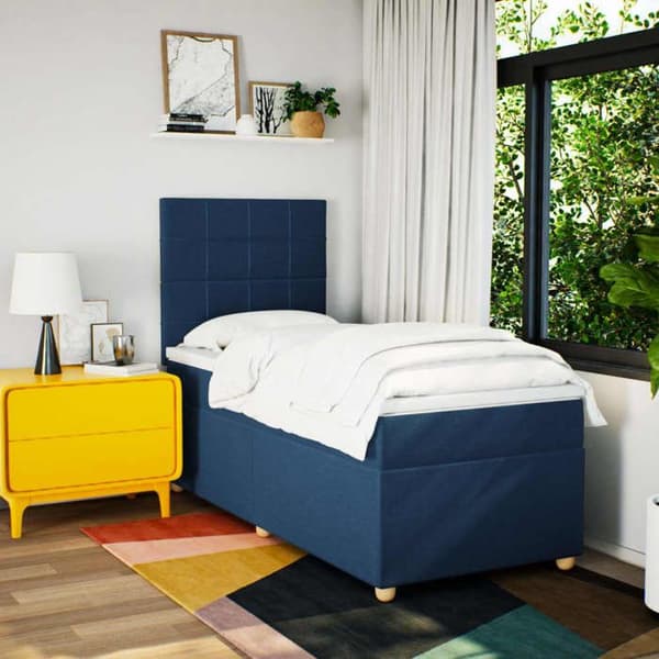 Maison Exclusive - Sengestel med springmadras Blå 90x200 cm Stof