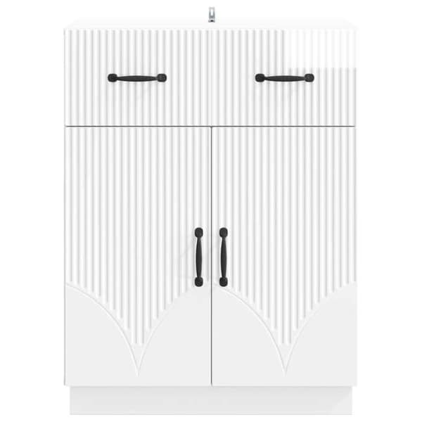 Maison Exclusive - Buffé Vit glänsande 66 x 34,5 x 87 cm Ingenjörsträ Strålande vit
