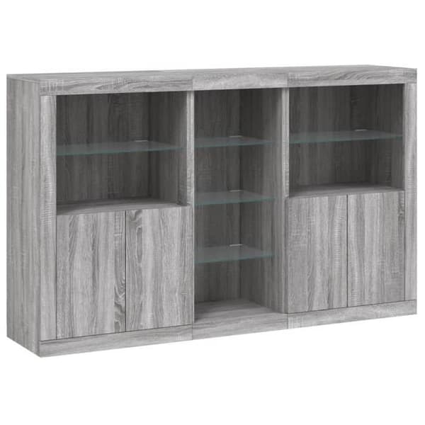 Maison Exclusive - Buffet LED-valoilla sonoma-harmaa 162x37x100 cm Sonoma grå