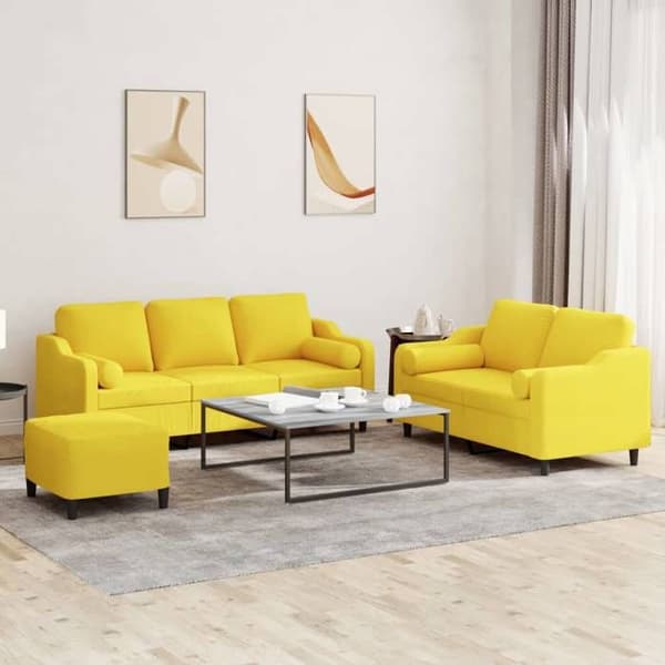 Maison Exclusive - Sæt af 3 sofaer med lysegule puder i stof