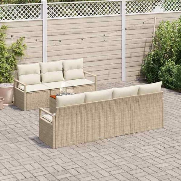 Maison Exclusive - 8-delars trädgårdsoff-set i beige polyrotting beige