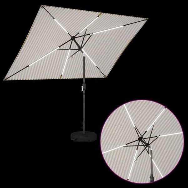 Exklusiv Maison - Trädgårdsparasol med LED-lampor och bas 2 x 3 m Polyester