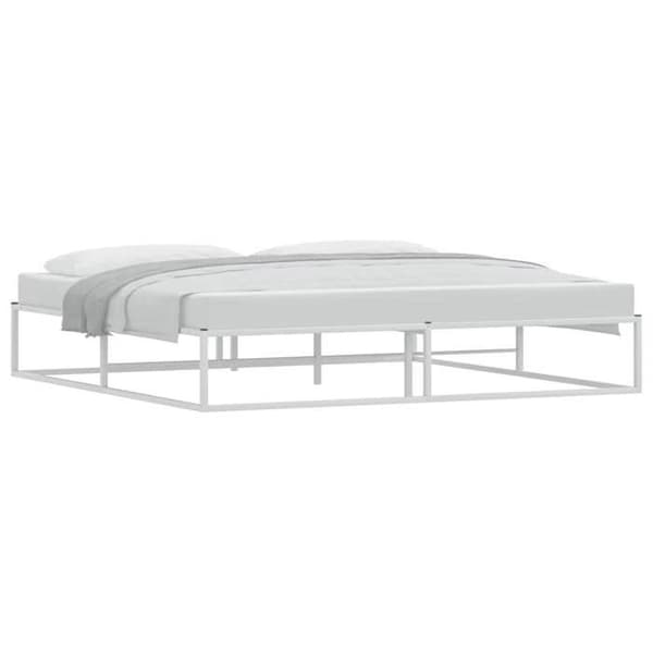 Sengestel - EKSKLUSIV HUS - 200 x 200 cm - Hvid - Metal - Lamelseng Vit
