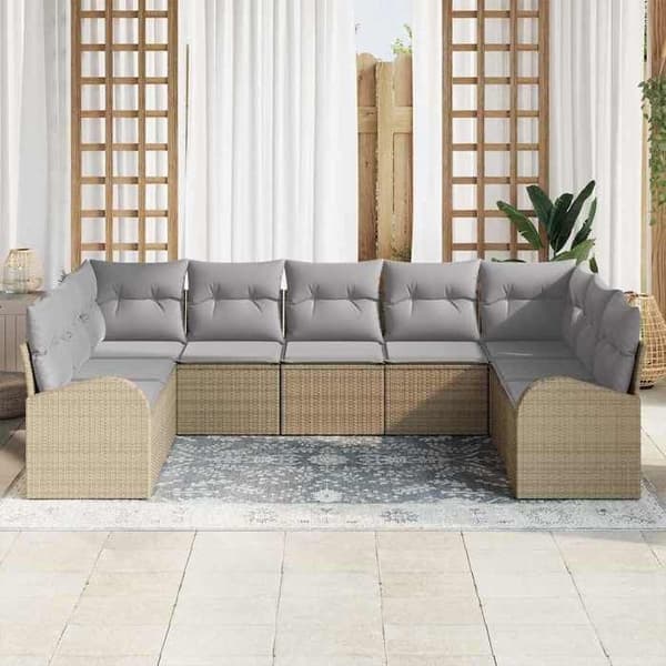 Trädgårdsmöbelset - EXKLUSIV HEM - 9 delar - Modulär - Beige polyrotin - Väderbeständig beige