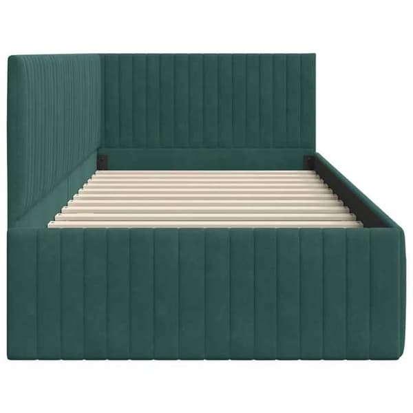 Maison Exclusive - Mörkgrön hörnsängram 90 x 200 cm Sammet Mörkgrön