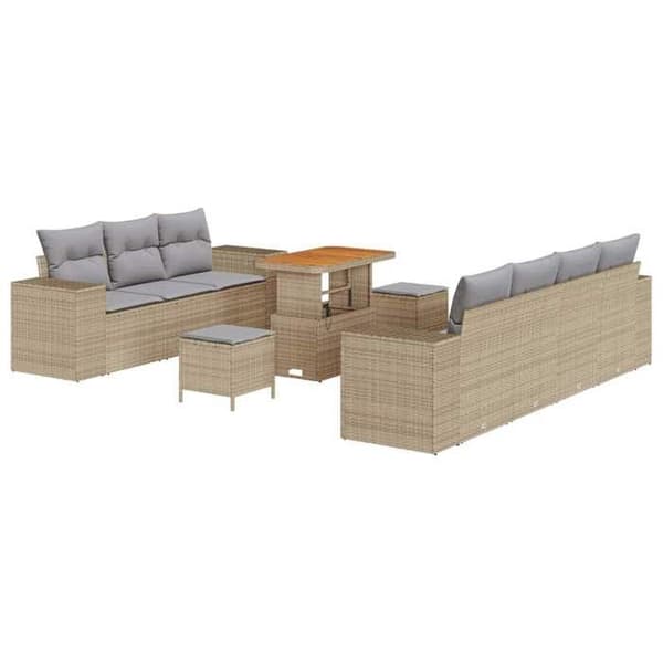 Maison Exclusive - 10 osan puutarhakalustesetti, beige polyrottinki