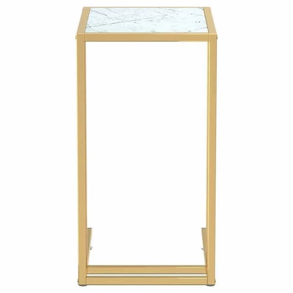 Maison Exclusive - Skrivbordstablå i marmor vit 50x35x65cm Härdat glas Vit (marmor)