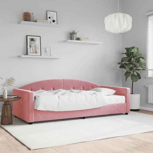 Maison Exclusive - Dagbädd med rosa madrass 90x200 cm sammet Ros