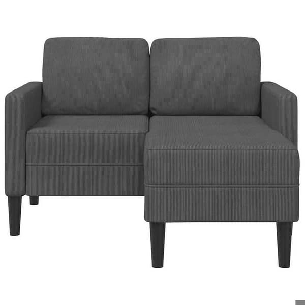 Maison Exclusive - 2-sitssoffa med L-formad divan i mörkgrå 125 cm linne