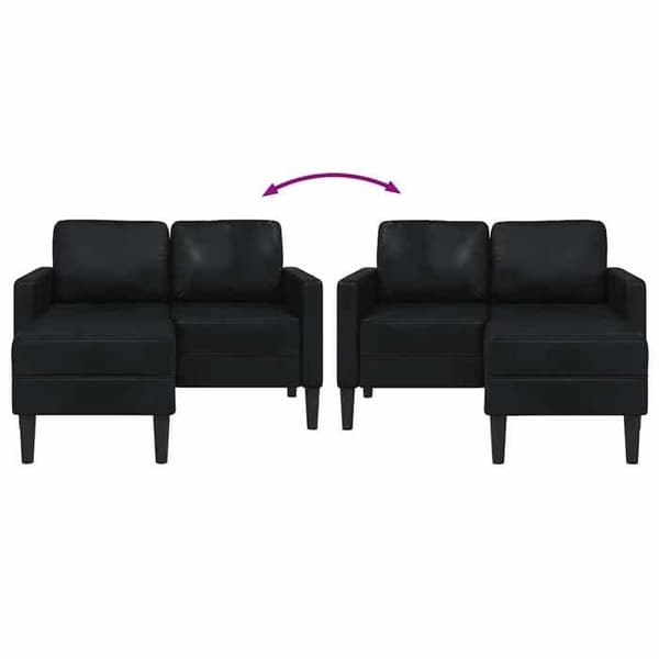Maison Exclusive - 2-sits soffa med L-formad divan i svart 125 cm konstläder