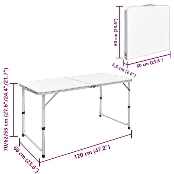 Maison Exclusive - Fällbord för camping Justerbar höjd Aluminium 120x60 cm