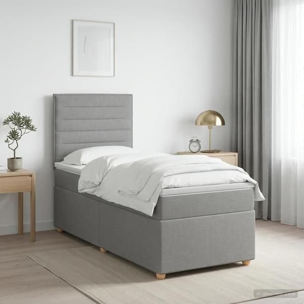 Maison Exclusive - Boxspring seng med madras Lys grå 100 x 200 cm Stof Ljusgrått