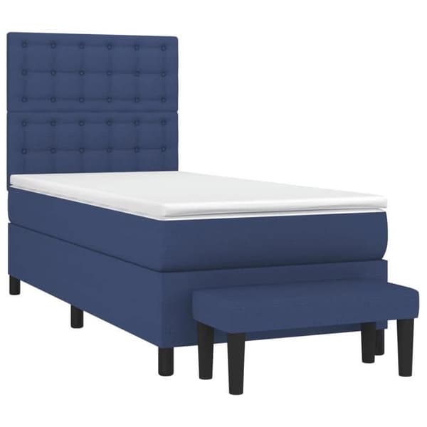 Maison Exclusive - Sengestel med springmadras Blå 90x200 cm Stof