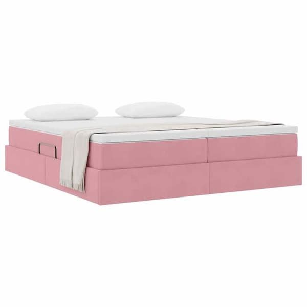 Maison Exclusive - Säng med förvaring och madrass Rosa 200 x 200 cm Sammet