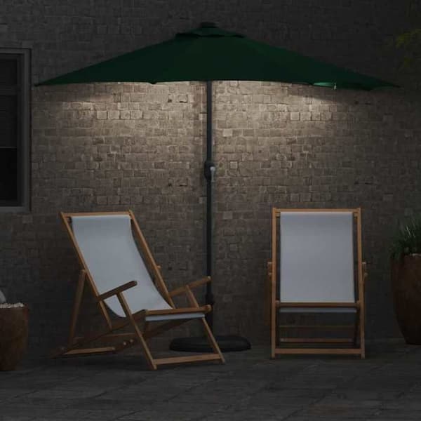 Hav parasol - MAISON EXCLUSIVE - 294x150x223 cm - Grøn - Polyester og stål - Solcelle LED, håndsving Grön
