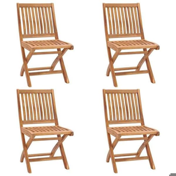Foldbare havestole - EKSKLUSIVT HUS - Solid teak - Sæt af 4 - Puder inkluderet - Velegnede til udendørs brug