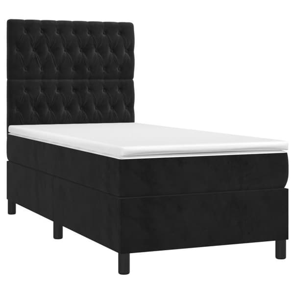 Maison Exclusive - Sengestel med lameller, madras og LED Sort 90x200 cm Velour