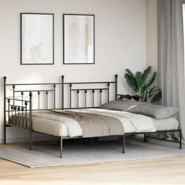 Sengestel - EKSKLUSIV HUS - Rektangulær - Sort 107x203 cm - Solid stål - Kradsefast pulverlakeret finish Svart