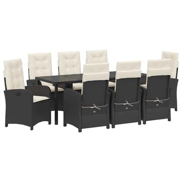 Maison Exclusive - 9 pc have spisebordssæt i sort polyrotin Svart
