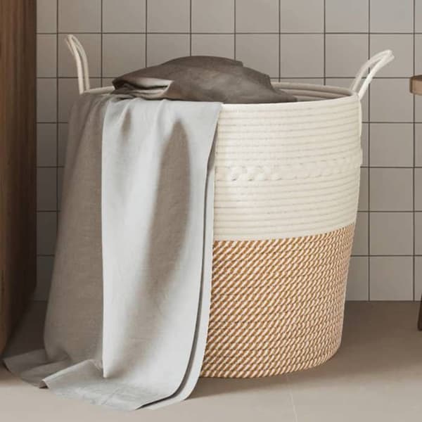 Maison Exclusive - Förvaringskorg brun och vit Ø43x38 cm bomull Brunt och vitt