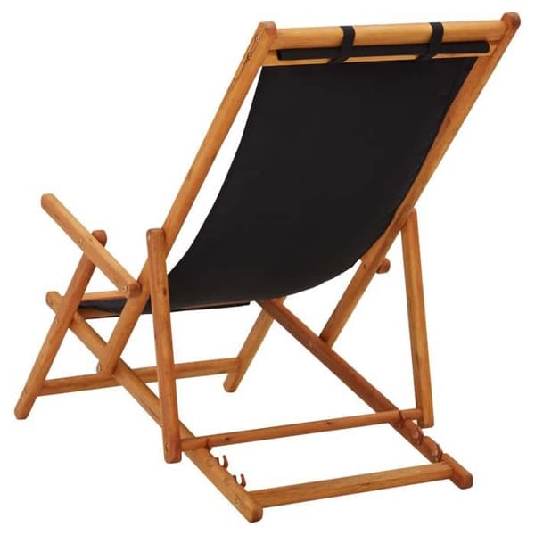 Maison Exclusive - Sammenklappelig strandstol i solid eucalyptus træ og sort stof