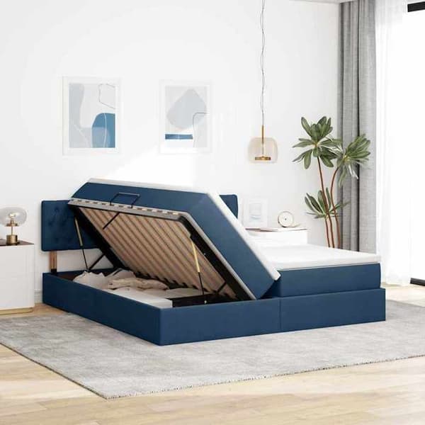 Maison Exclusive - Opbevaringsseng Blå 200 x 200 cm Syntetisk læder Blå